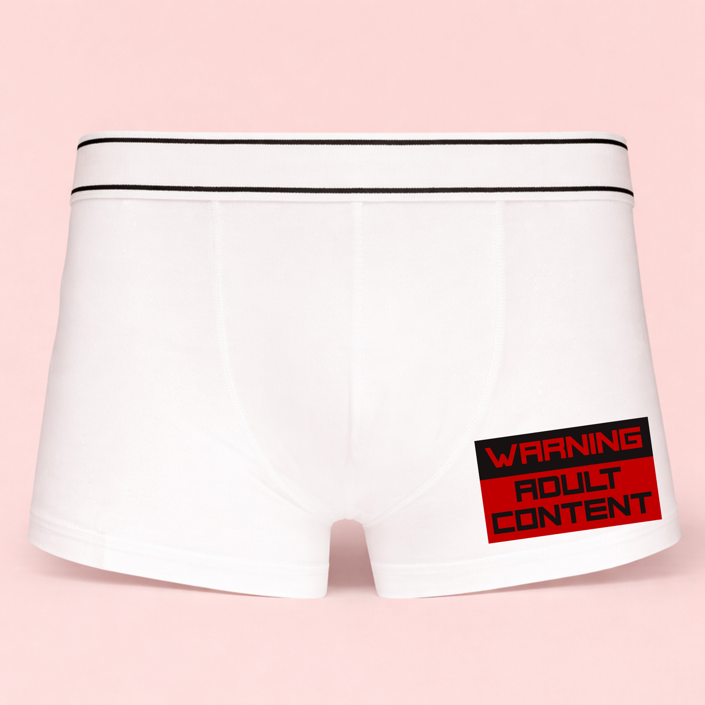 Funny “Warning Adult Content” Men’s Boxer Shorts – Rude Novelty Underwear Gift