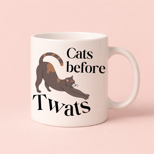 Funny Cat Mug – “Cats Before Twats” Rude Cat Lover Gift