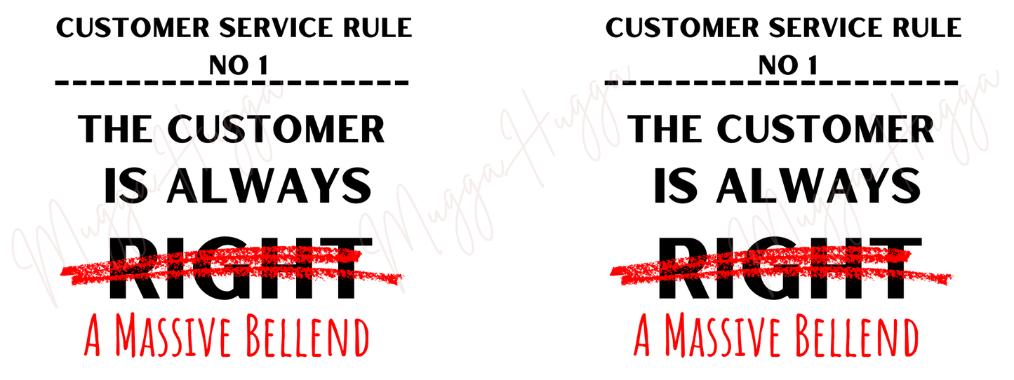Funny Customer Service Mug – “The Customer Is Always Wrong” Rude Office Gift