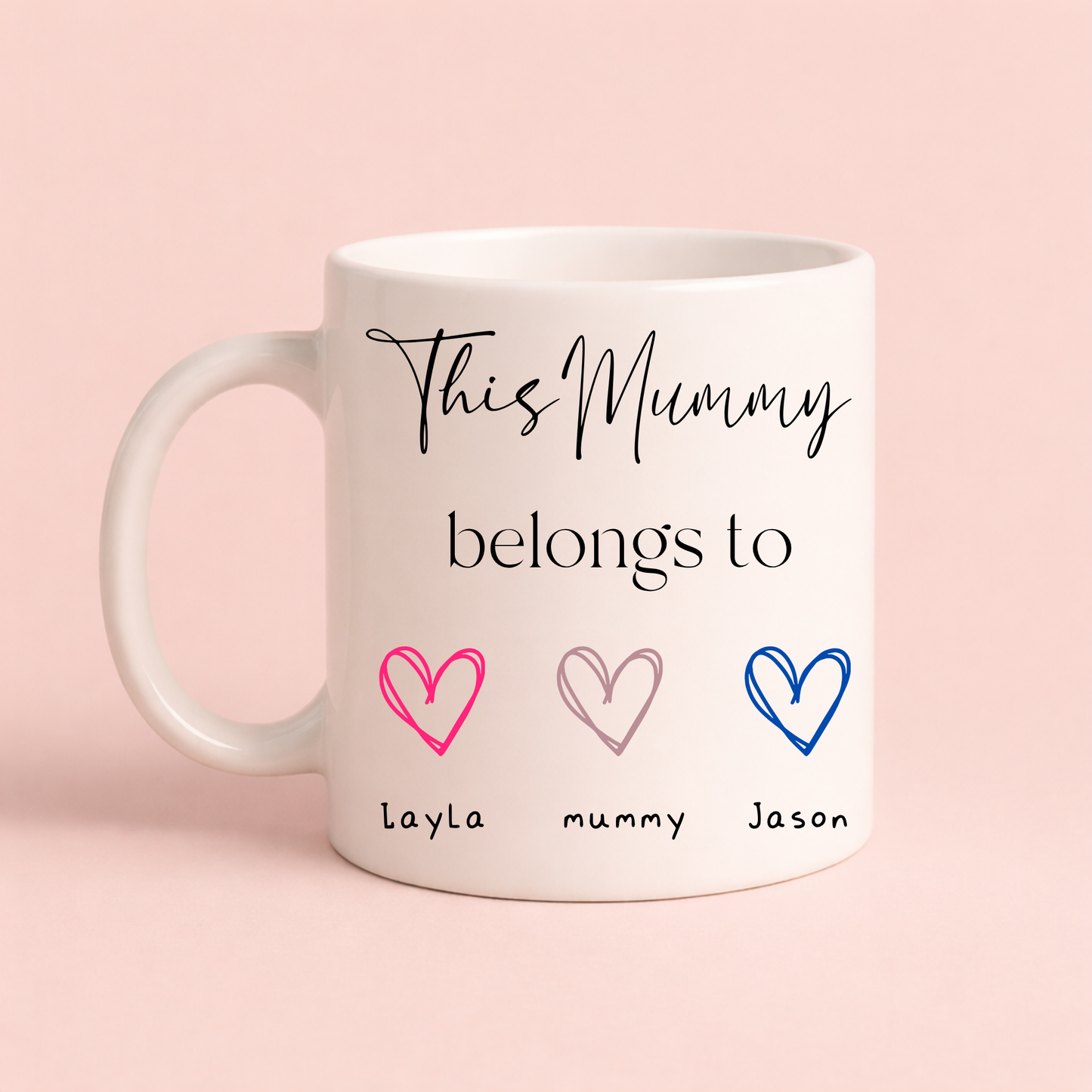 Personalised Mummy Mug – “This Mummy Belongs To” Custom Names Gift for Mum