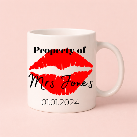 Personalised “Property Of” Mug – Cheeky Valentine’s Gift, Custom Name & Date Cup